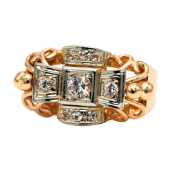 Bague Tank en or blanc, or jaune et zirconiums
