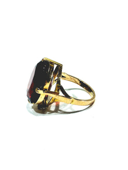 Bague Cocktail en or champagne et grenat