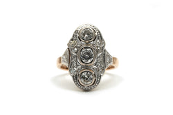 Bague Trilogie en or blanc, or jaune et diamants