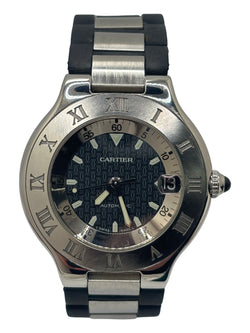 Montre CARTIER 21 Must de Cartier en acier et caoutchouc