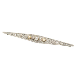 Broche Barrette en or blanc, perles et diamants