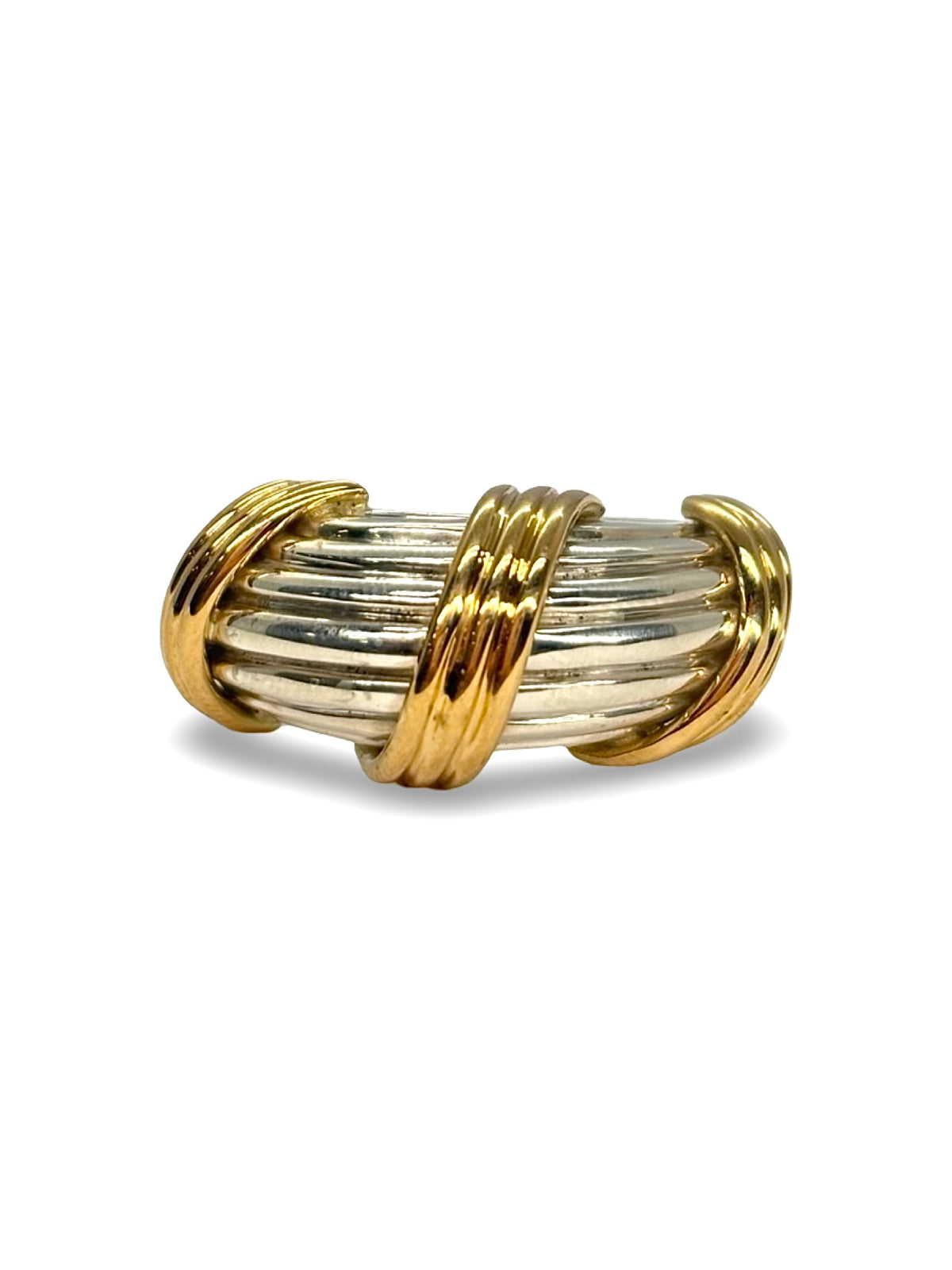 Bague Jonc HERMÈS en or jaune et argent