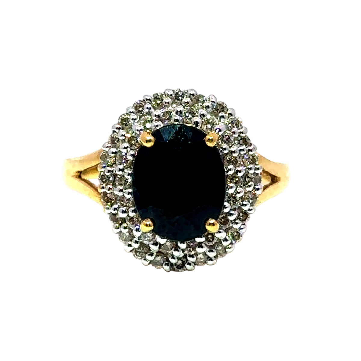 Bague Cocktail en or jaune, saphir et diamants