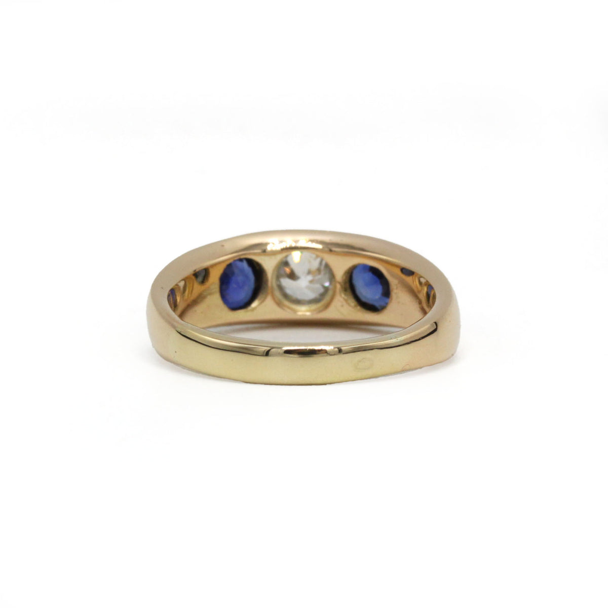 Bague Jonc en or jaune, saphirs et diamant