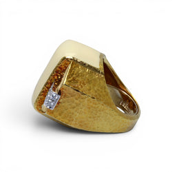 Bague Tank DAVID WEBB en or jaune, émail et diamants