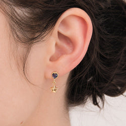 Boucles d'oreilles Pendantes en or jaune et saphirs