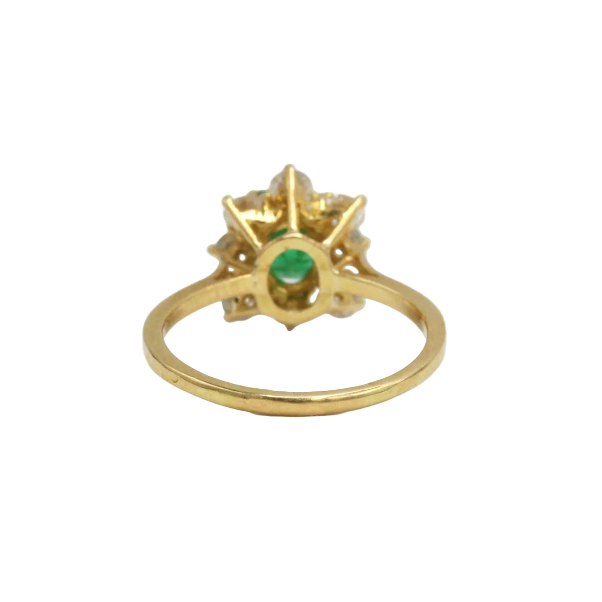 Bague Marguerite en or jaune, émeraude et diamants