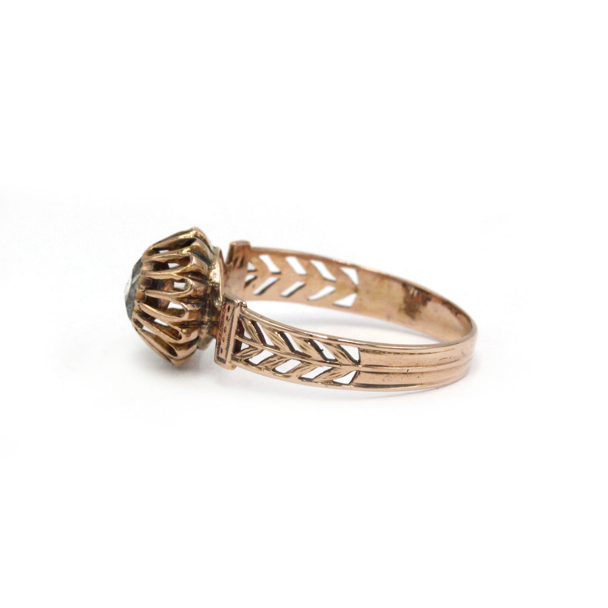 Bague en or rose 750 diamant taille rose