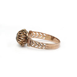 Bague en or rose 750 diamant taille rose