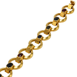 Bracelet Tank en or jaune, grenats, spinelles, zircons et iolite