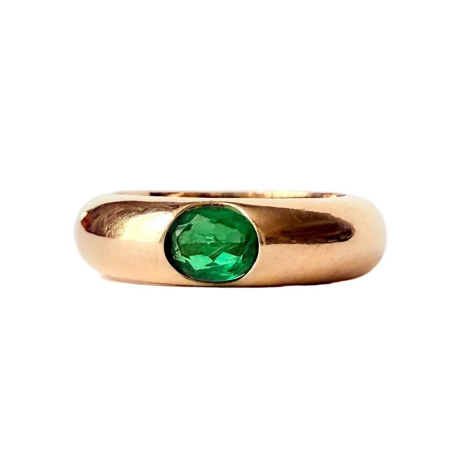 Bague Jonc en or jaune et émeraude