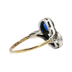 Bague Toi & Moi en or jaune, argent, saphir et strass