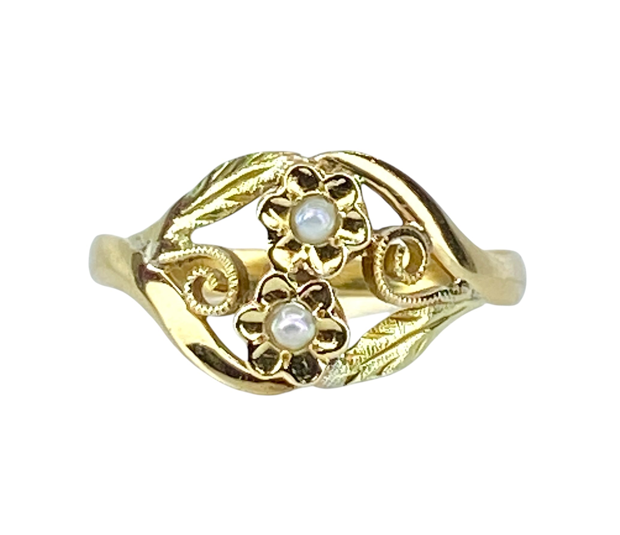 Bague Fleurettes en or et perles de culture