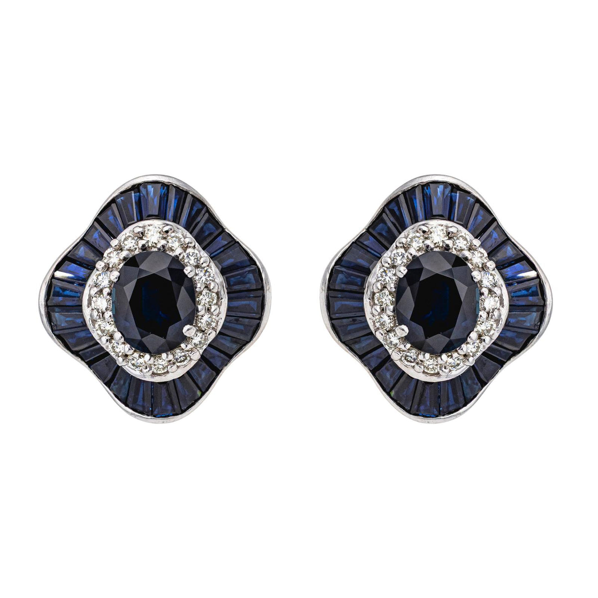 Boucles d'oreilles Or blanc saphir