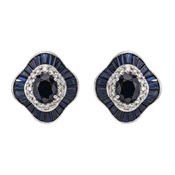 Boucles d'oreilles Or blanc saphir