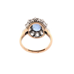 Bague Pompadour en or jaune, platine, saphir et diamants