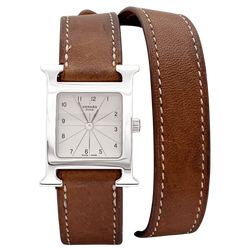 Montre HERMÈS "Heure H" PM en acier et cuir