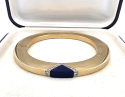 Bracelet Jonc en or jaune, lapis-lazuli et diamants