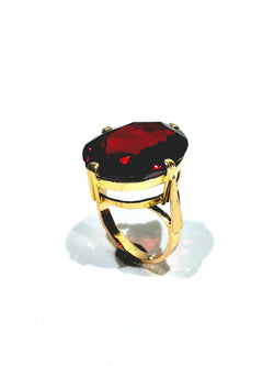 Bague Cocktail en or champagne et grenat