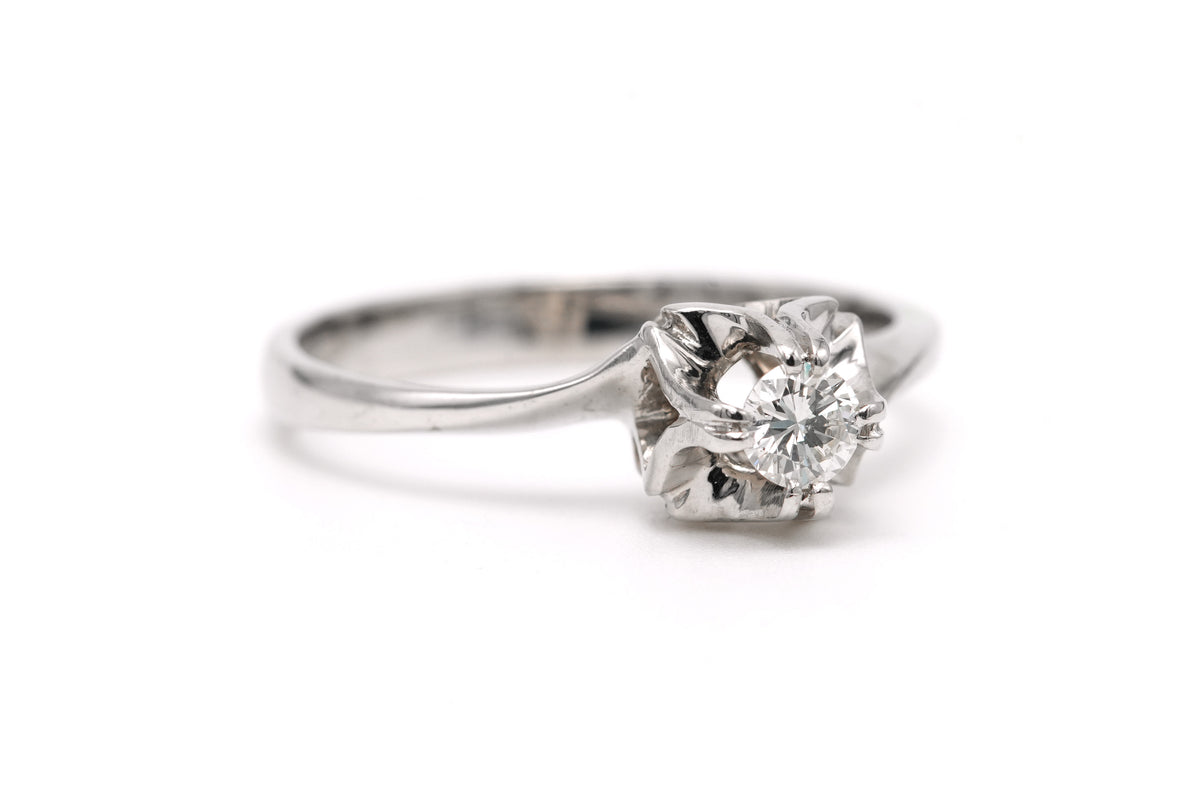 Bague Solitaire en or blanc et diamant