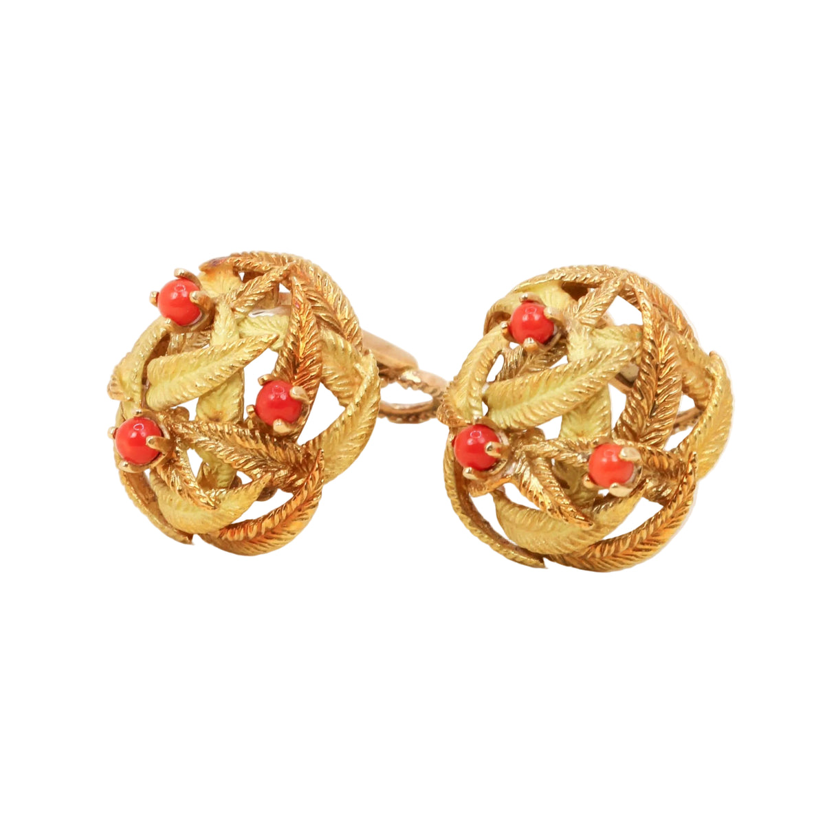 Boucles d'oreilles Clips en or jaune et corail