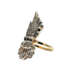 Bague en or jaune, argent, saphirs et diamants