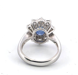 Bague Marguerite en or blanc, saphir et diamants
