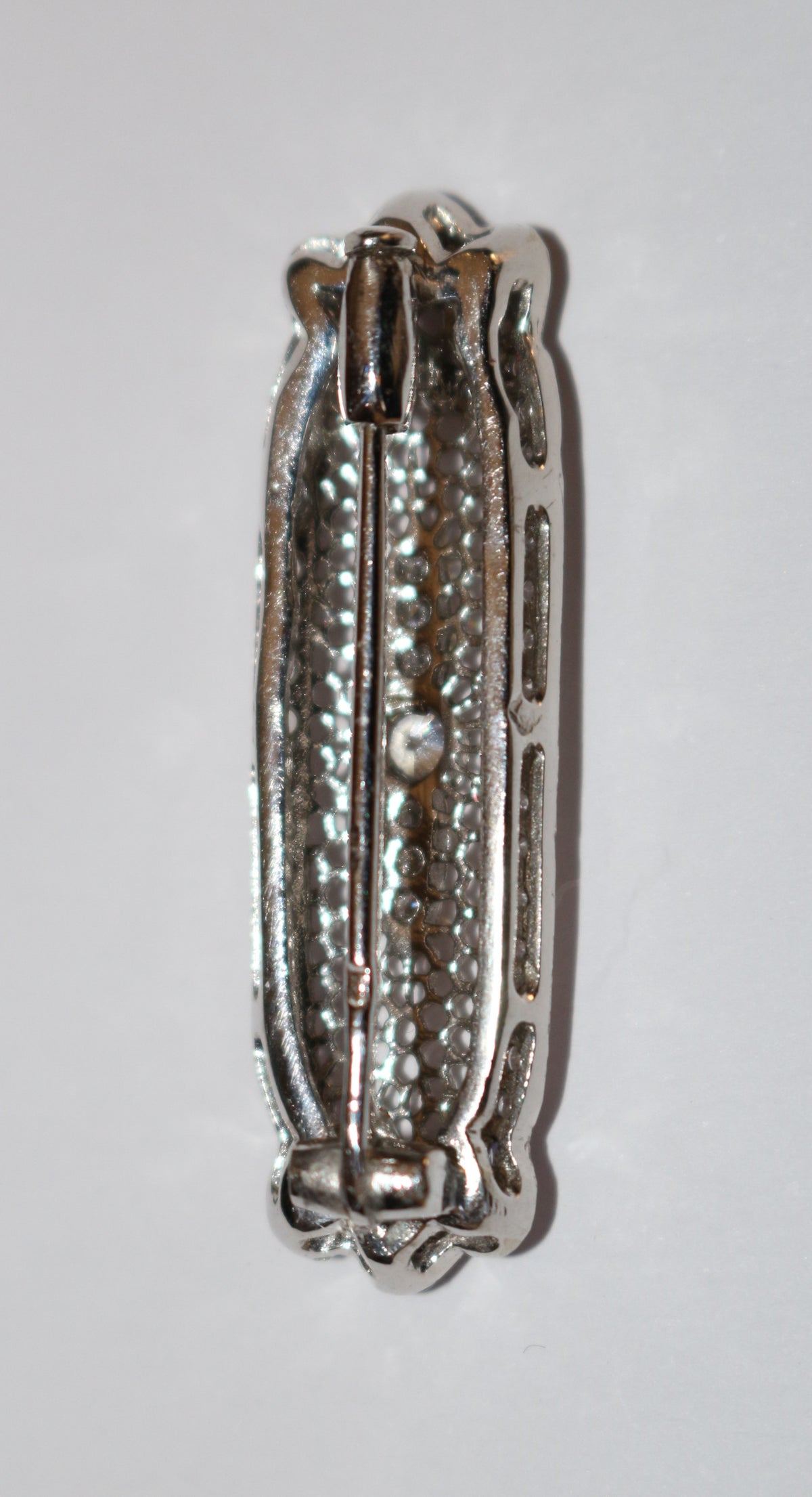Broche Barrette Art Déco en or blanc et diamant