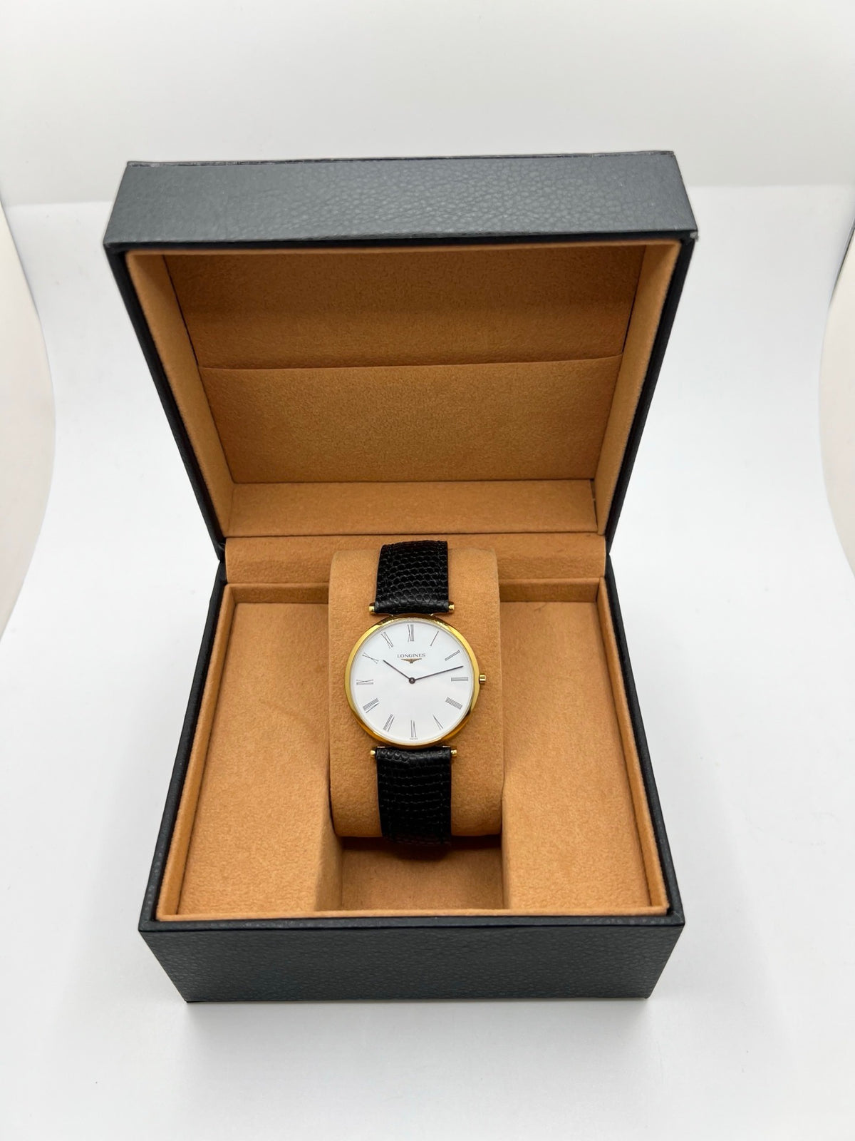 Montre LONGINES "La Grande Classique" plaqué or, acier et cuir