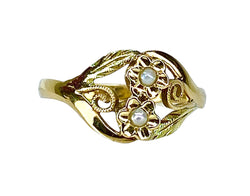 Bague Fleurettes en or et perles de culture