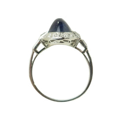Bague Entourage en platine, saphir, et diamants