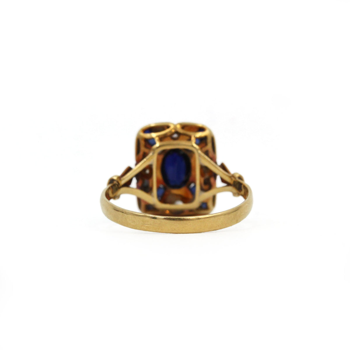 Bague Entourage en or jaune, platine, saphirs et diamants