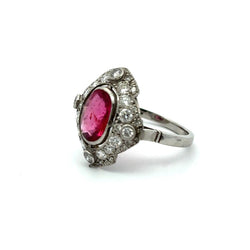 Bague Entourage en platine, rubellite et diamants