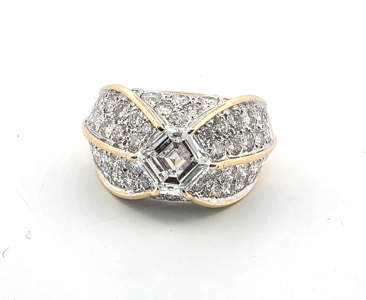 Bague Tank en or jaune et diamants