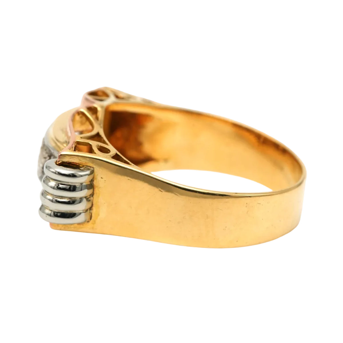 Bague Tank en or blanc, or jaune et diamants