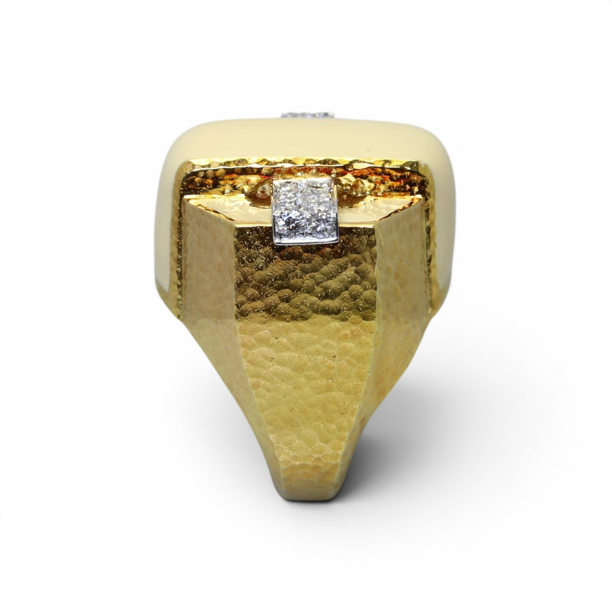 Bague Tank DAVID WEBB en or jaune, émail et diamants
