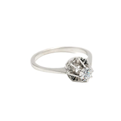 Bague Solitaire en or blanc et zirconium