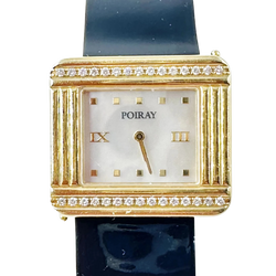 Montre POIRAY "Ma Première 16/9" en or jaune, nacre, diamants et cuir