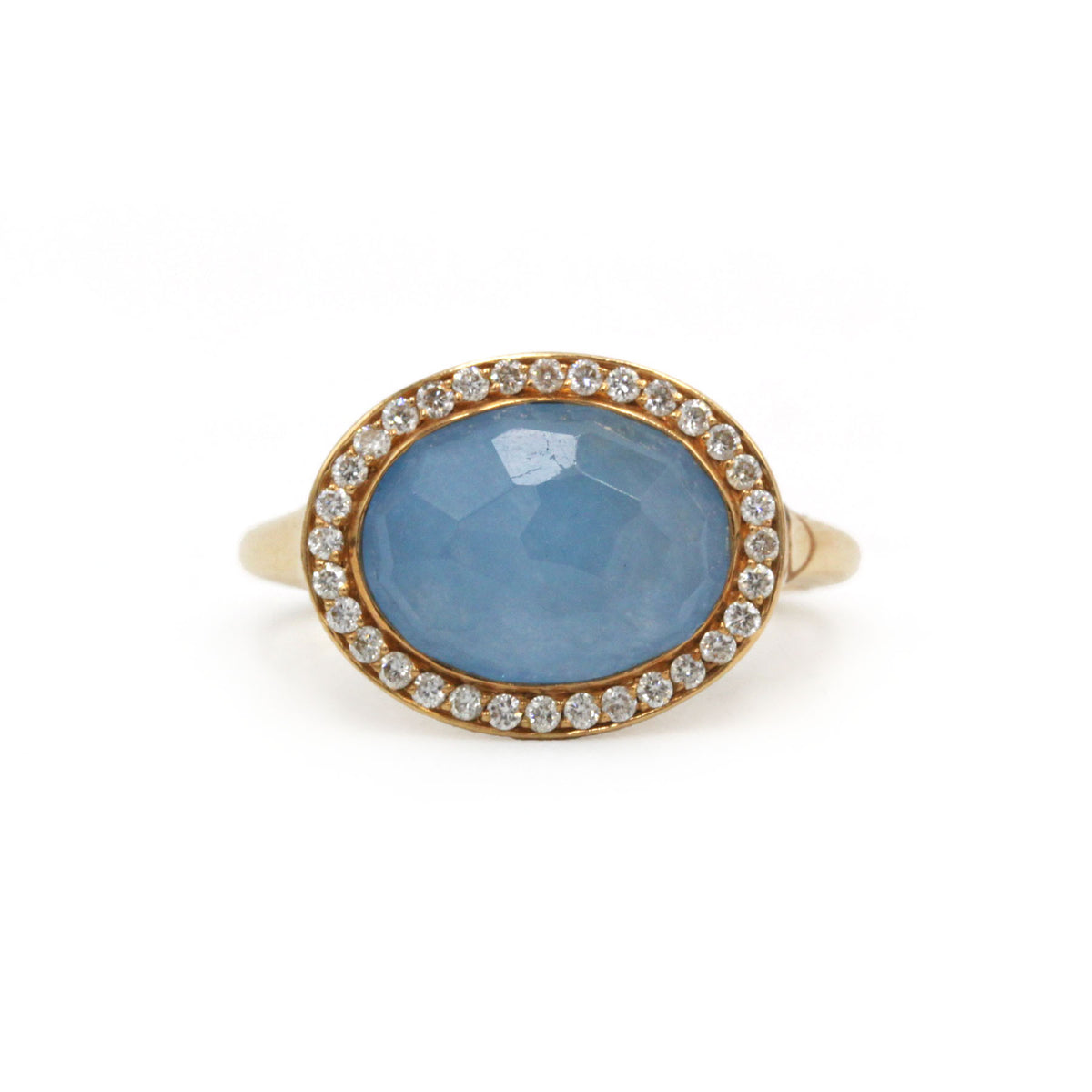 Bague en or jaune, diamants et jade jadéite