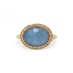 Bague en or jaune, diamants et jade jadéite
