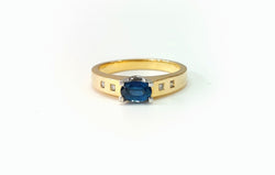 Bague en or jaune, saphir, et diamants