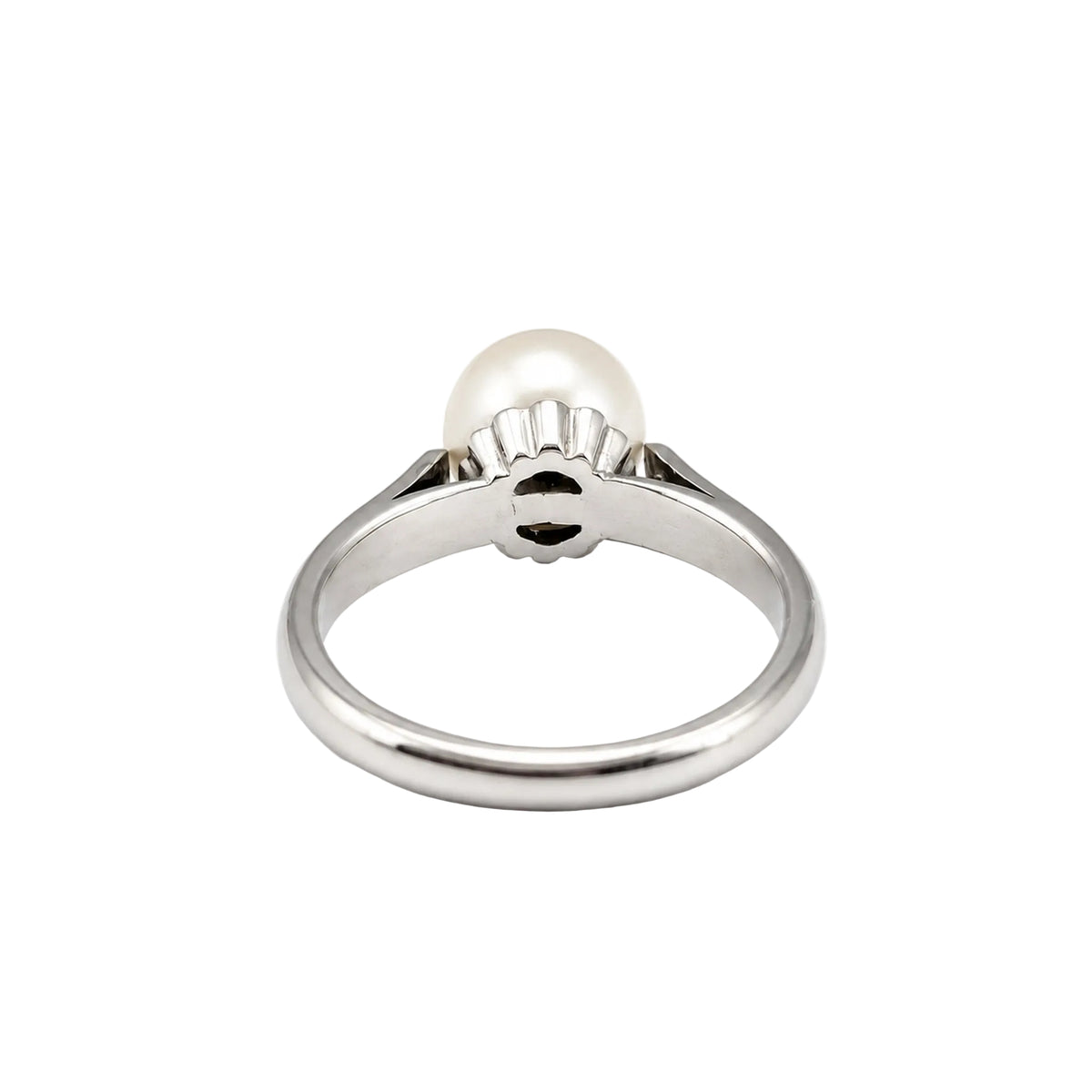 Bague Solitaire en or blanc, perle et diamants