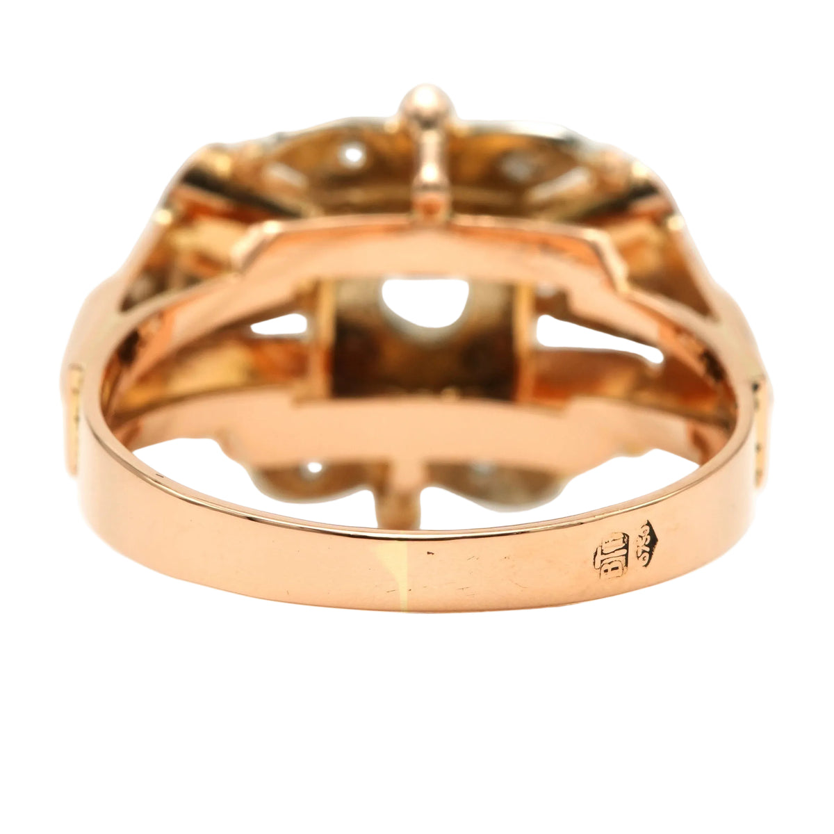 Bague Tank en or blanc, or jaune et diamants