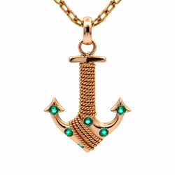 Pendentif en or jaune et émeraudes