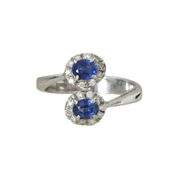 Bague Toi & Moi en or blanc, saphirs et diamants