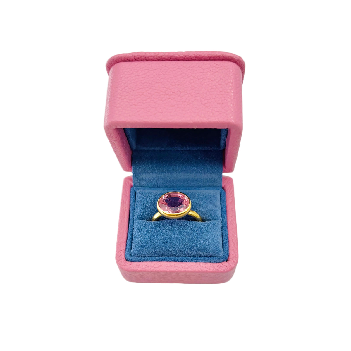 Bague Solitaire MARIE-HÉLÈNE DE TAILLAC "Princesse" en or jaune et tourmaline rose