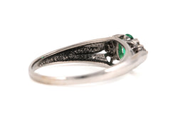 Bague Trilogie en or blanc, émeraude et diamants