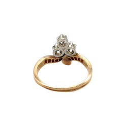Bague en or rose, platine, perle et diamants