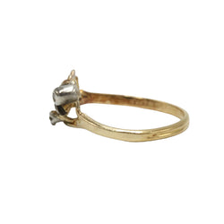 Bague en or jaune, argent, pierre noire et diamants