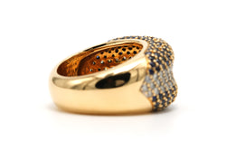 Bague Dôme en or jaune, saphirs et diamants
